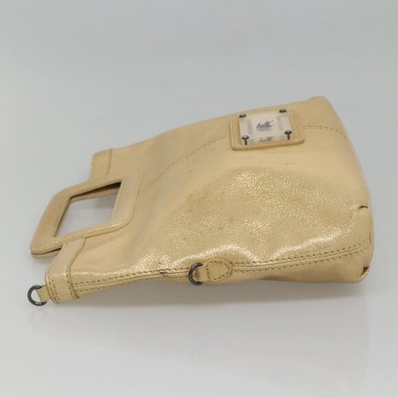 BURBERRY Blue Label Hand Bag Leather 2way Gold - Picture 3 of 15
